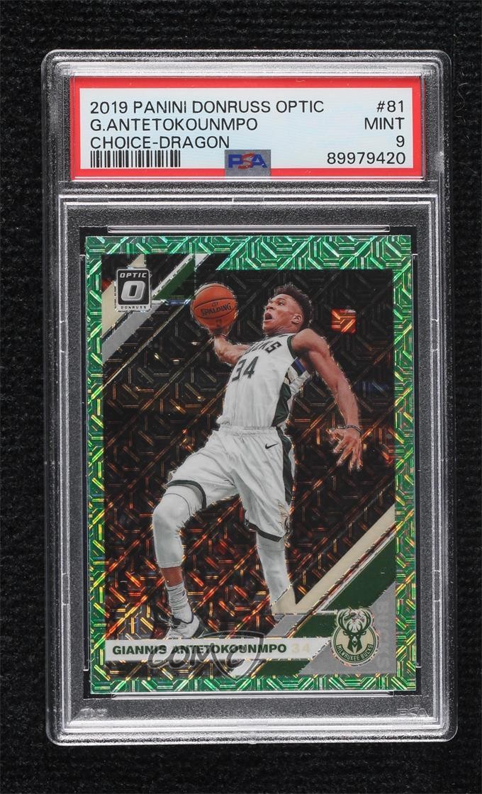2019 Donruss Optic Choice Dragon Prizm Giannis Antetokounmpo #81 PSA 9 MINT 11ye