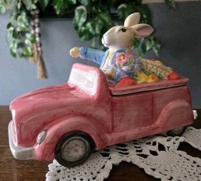 Maxcera Spring Collection Mr.Rabbit Driving A Truck Canister- Candy Dish Easter