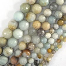 Natural Faceted Amazonite Round Beads Gemstone 14.5" Strand 4mm 6mm 8mm 10mm