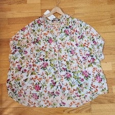 New Zara Blouse Sz Small Womens Sheer Flowy Cottagecore Kimono Shirt Oversized 