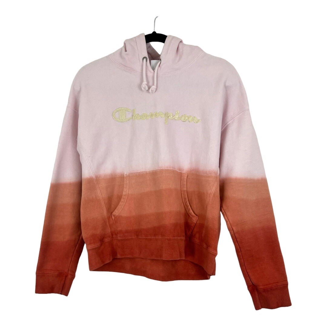 Champion Reverse Weave L Ombre Dip Dye Pink Orange Hoodie | eBay