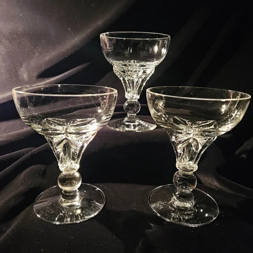 Tiffin-Franciscan CELLINI Champagne Coupe Glasses Hand Blown Crystal Vintage - 3
