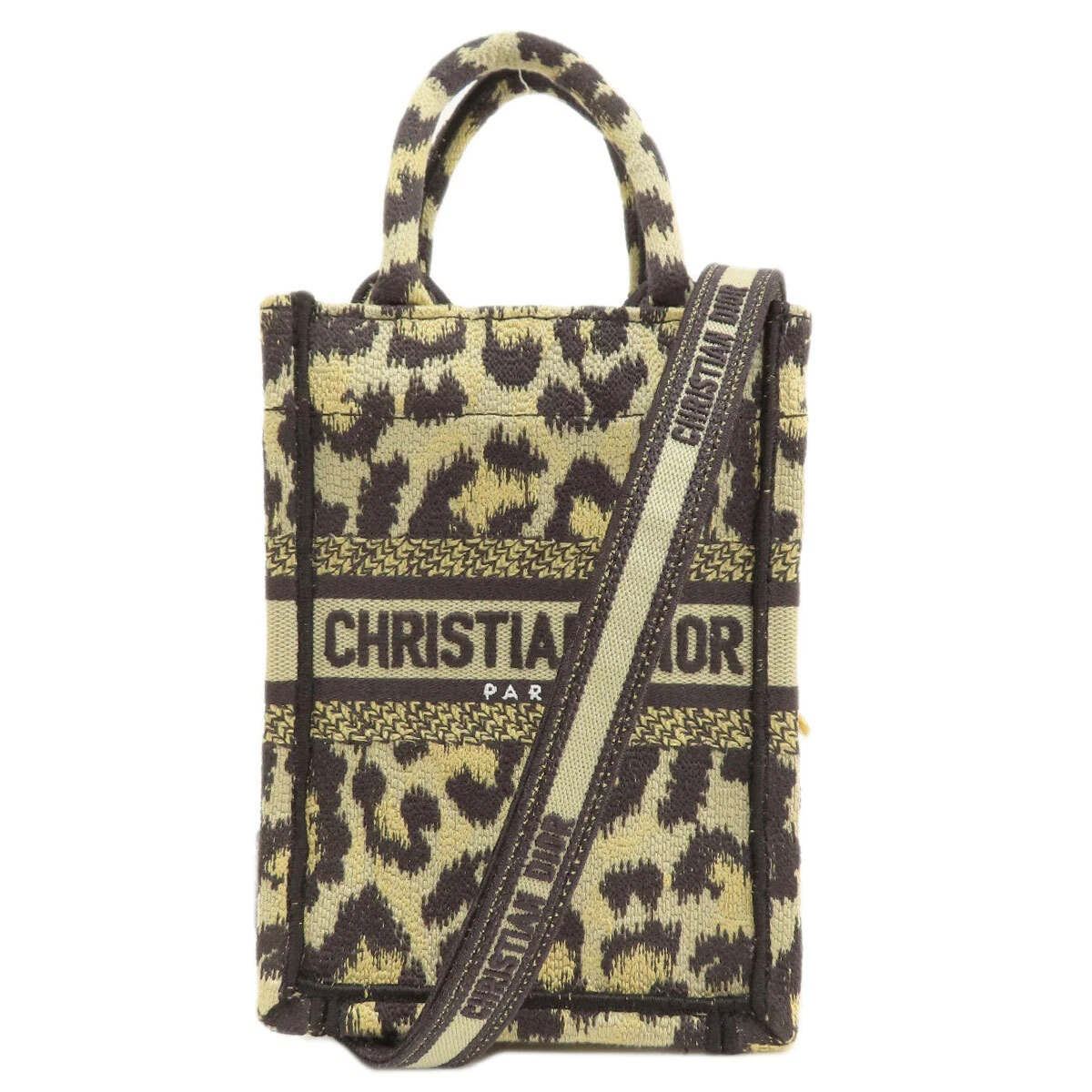 Sac à main CHRISTIAN DIOR livre fourre tout mini motif léopard toile 2WAY