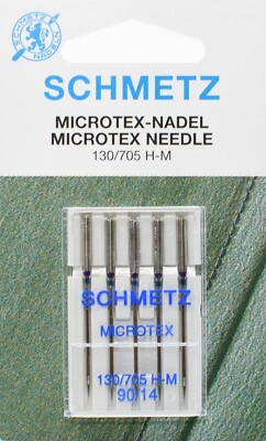 5 Schmetz Nähmaschinennadeln Microtex, Sys 130/705 HLL NM 90 Flachkolben