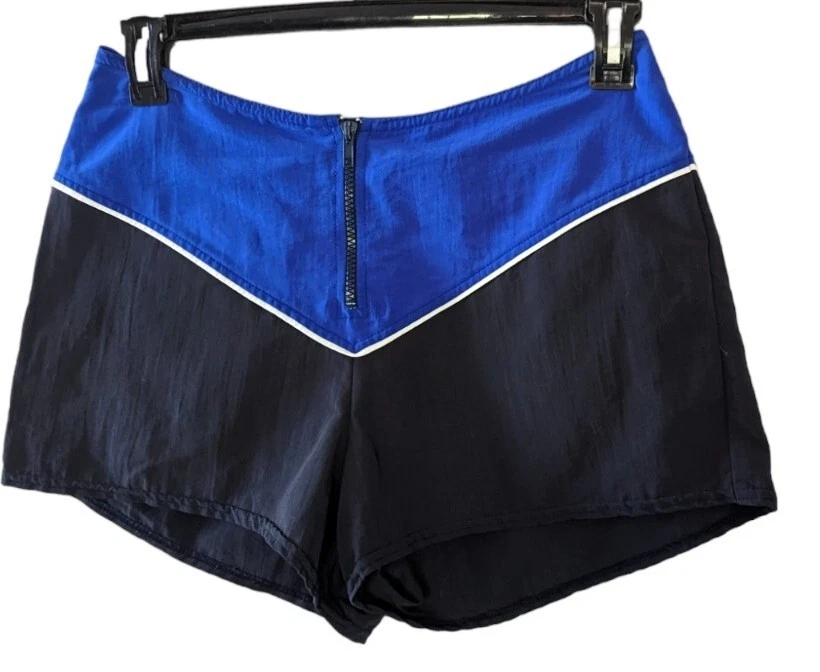 Pantalones cortos de nailon vintage Nautica grandes con cremallera frontal negro y azul Y2K Foto 2 de 4