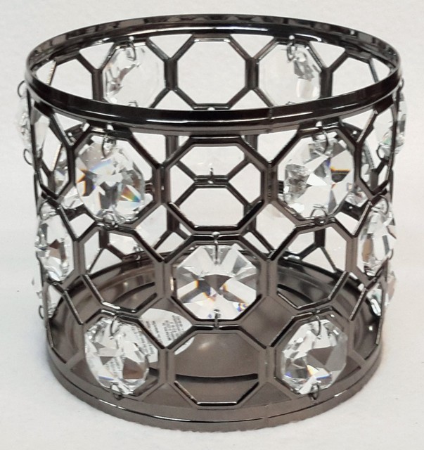 1 Bath & Body Works BLACK NICKEL Hexagon GEM Large 3Wick Candle Holder