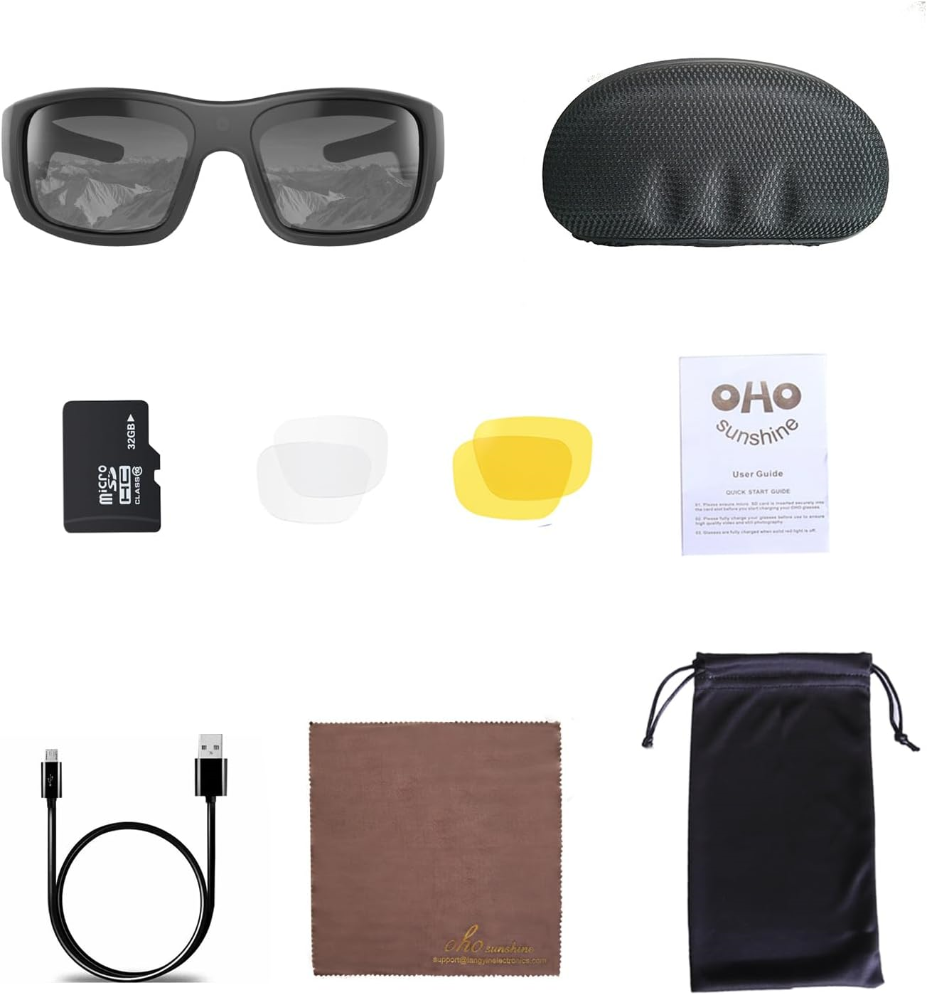 OhO Camera Glasses,1080P HD Sports Cam Sunglasses with Built in 15MP Camera eBay