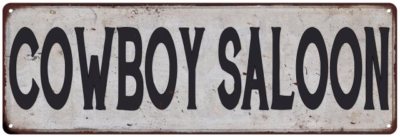 COWBOY SALOON Vintage Look Rustic Metal Sign Chic Retro 106180035128