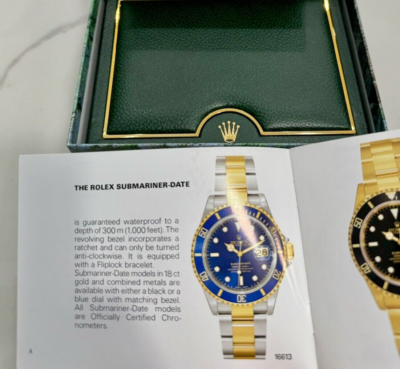 GENUINE Vintage Rolex Submariner 16613 Watch Box Booklet Anchor