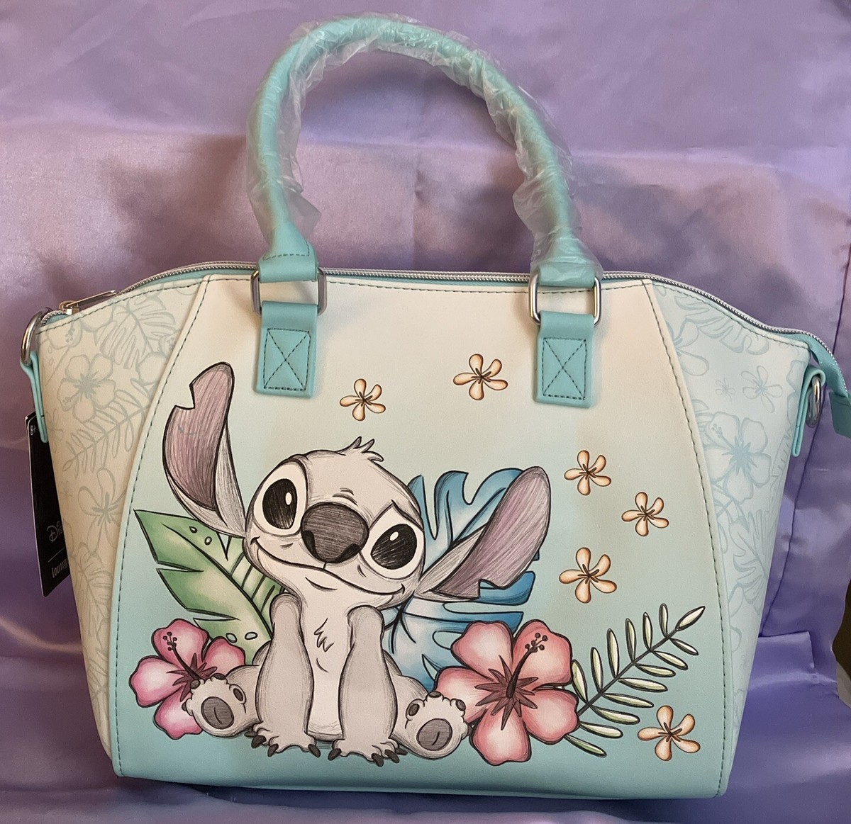 Disney Lilo & Stitch Tropical Hibiscus Flowers Sketch Satchel Bag