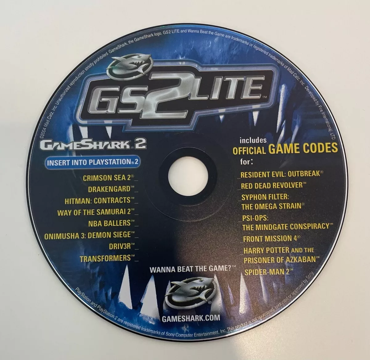 Gameshark 2 For PlayStation 2 PS2 Console GS 2 Lite Game Cheat Codes Disc