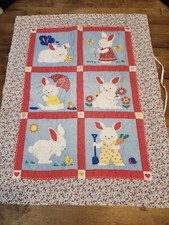 Vintage 70'S OR 80'S QUILTED Bunny Baby Blanket