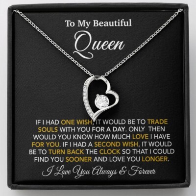To My Queen Necklace, Anniversary Gift For Wife, Girlfriend Necklace, Birthday