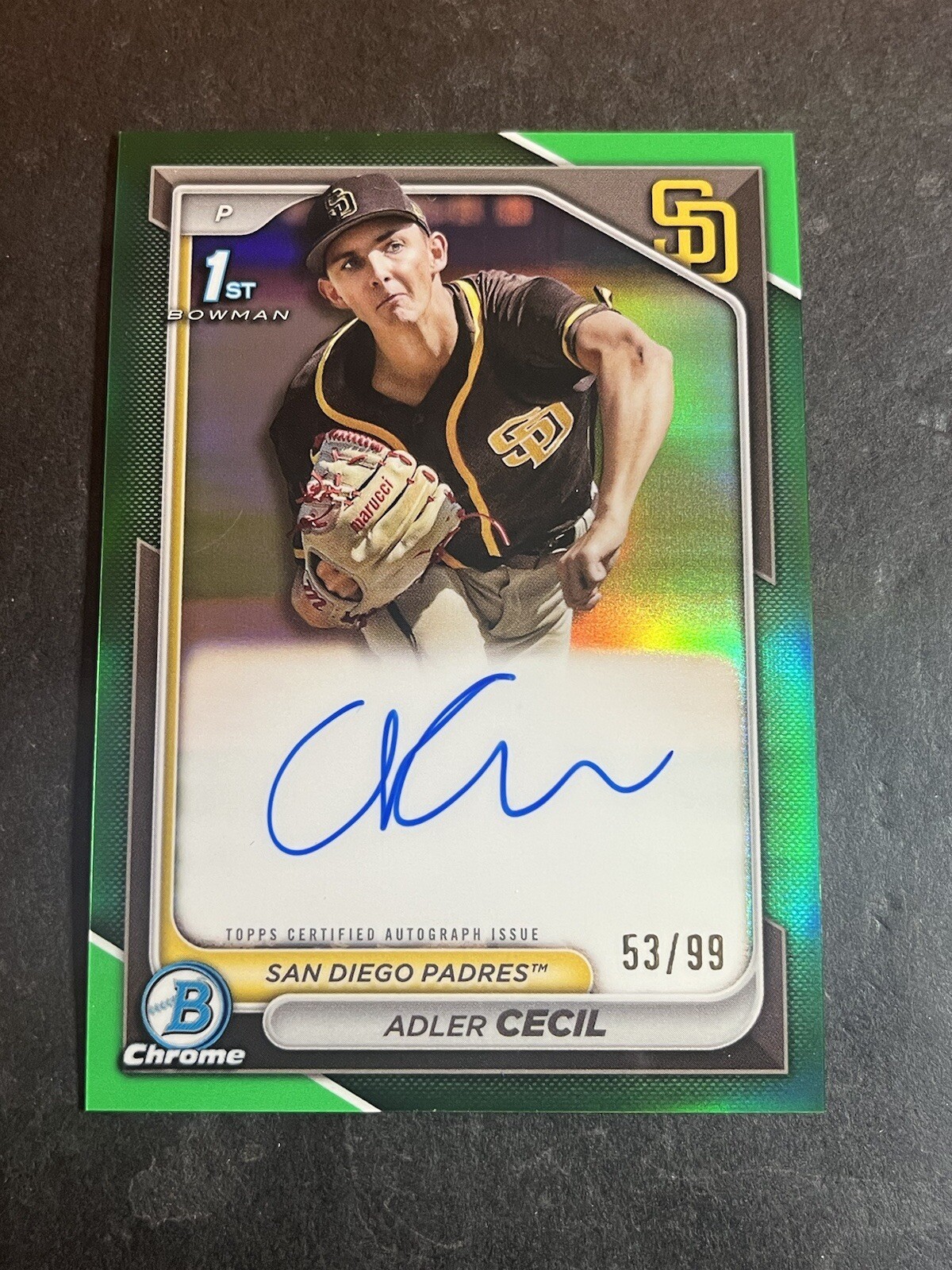 2024 1st Bowman Chrome Auto Adler Cecil #CPA-CA Green Refractor /99