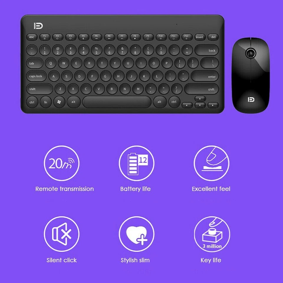 FUDE IK6620 Ultra Slim 2.4G Wireless Keyboard Mouse Set Gaming Keyboard Mouse - Image 2 of 3