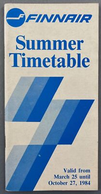 FINNAIR AIRLINE FAHRPLAN SOMMER 1984 STRECKENKARTE 