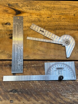 (3pc) General Tools / Hardware  715 Tap Table and No. 16 & 17 protractor