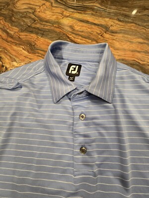 Footjoy Golf Polo Shirt XL Preformance Blue Striped Kenwood