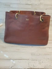 Mark and Graham Bamboo Elisabetta Tote Hazelnut Made in Italy Monogram SMF