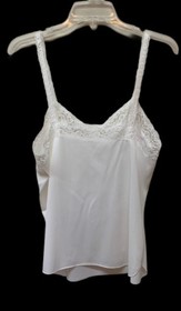 Vintage Vassarette Camisole Cami M / 38 White Nylon Antron Lace Made USA NEW NOS