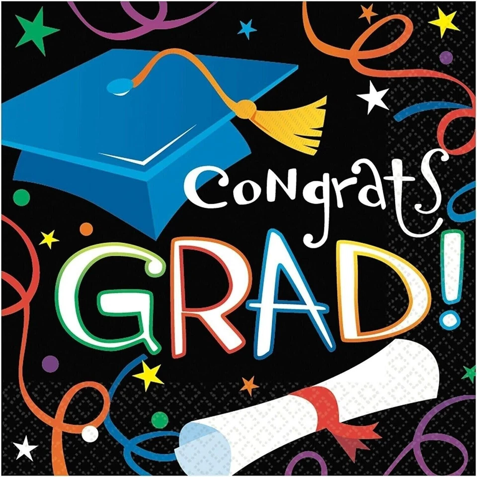 Graduation Plates Napkins Bundle 32 Dinner 32 Cake/Appetizer 64 Napkins Congrats - Image 3 of 4