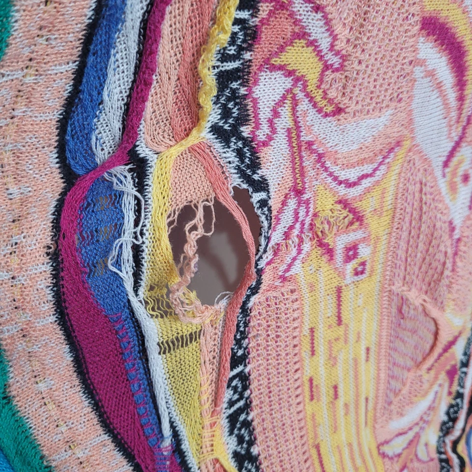 Coogi Large knit sweater holes textured colorful crewneck geometric Australia - Image 4 of 4