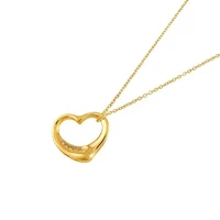TIFFANY & Co. Elsa Peretti 18K Gold 5 Diamond 16mm Open Heart Pendant Necklace