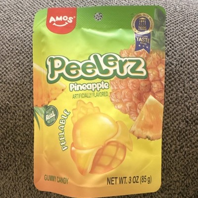AMOS Peelerz Pineapple Gummy Candy 85g Bag Pineapple Flavor