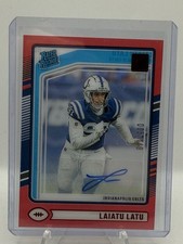 Laiatu Latu 2024 Panini Clearly Donruss Rated Rookie Auto Red /149 #62 Colts