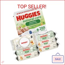 Huggies Natural Care Sensitive Baby Wipes, Unscented, Hypoallergenic, 6 Flip-Top
