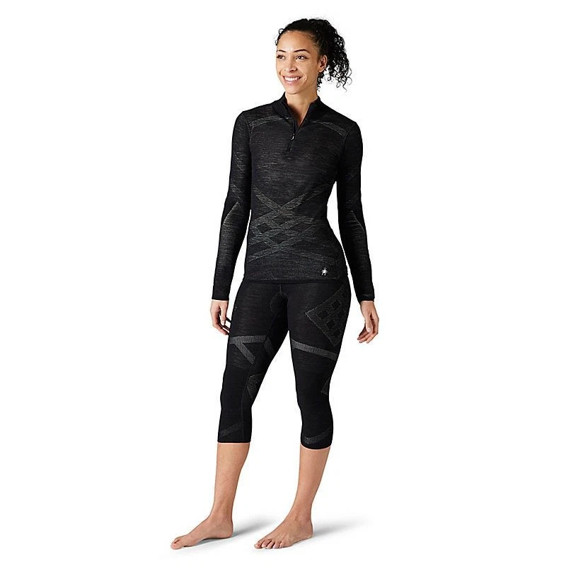 Smartwool Intraknit Thermal Merino Base Layer 1/4 Zip Women's Sweatshirt, Black-