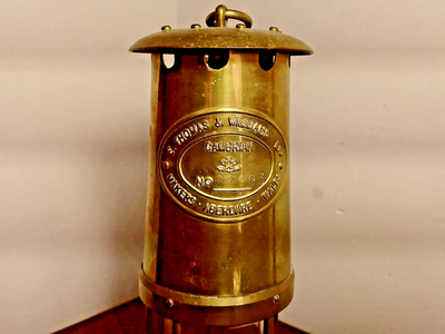 Miners Oil Lamp, E. Thomas Williams Ltd, Cambrian Wales, Vintage