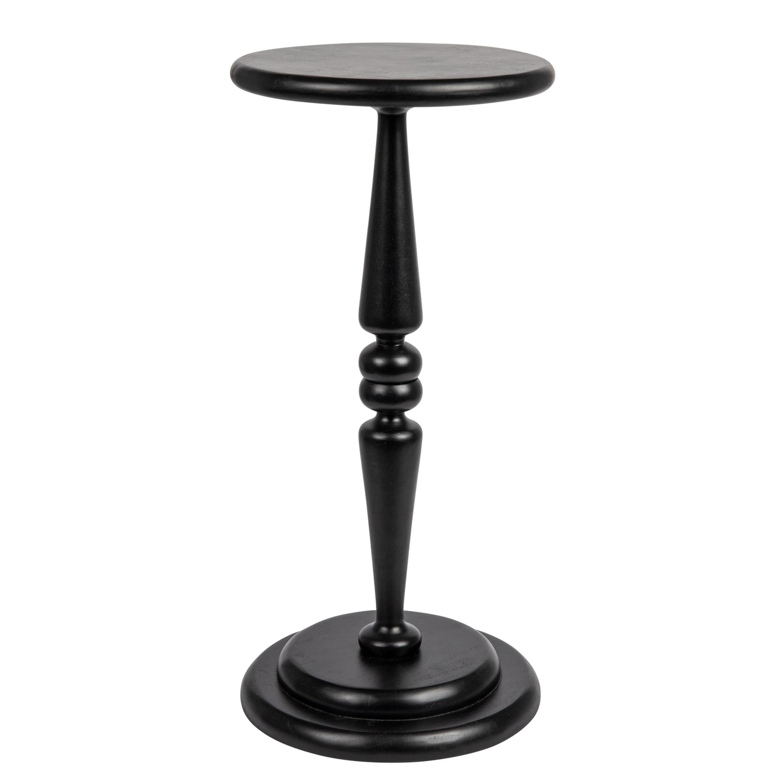 Black Bishop Pedestal Cocktail Side Table for Living Room