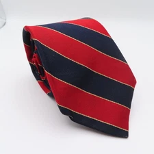 Ferrell Reed Tie Silk Red Black White Striped Repp 3.25" Wide 58" Long England