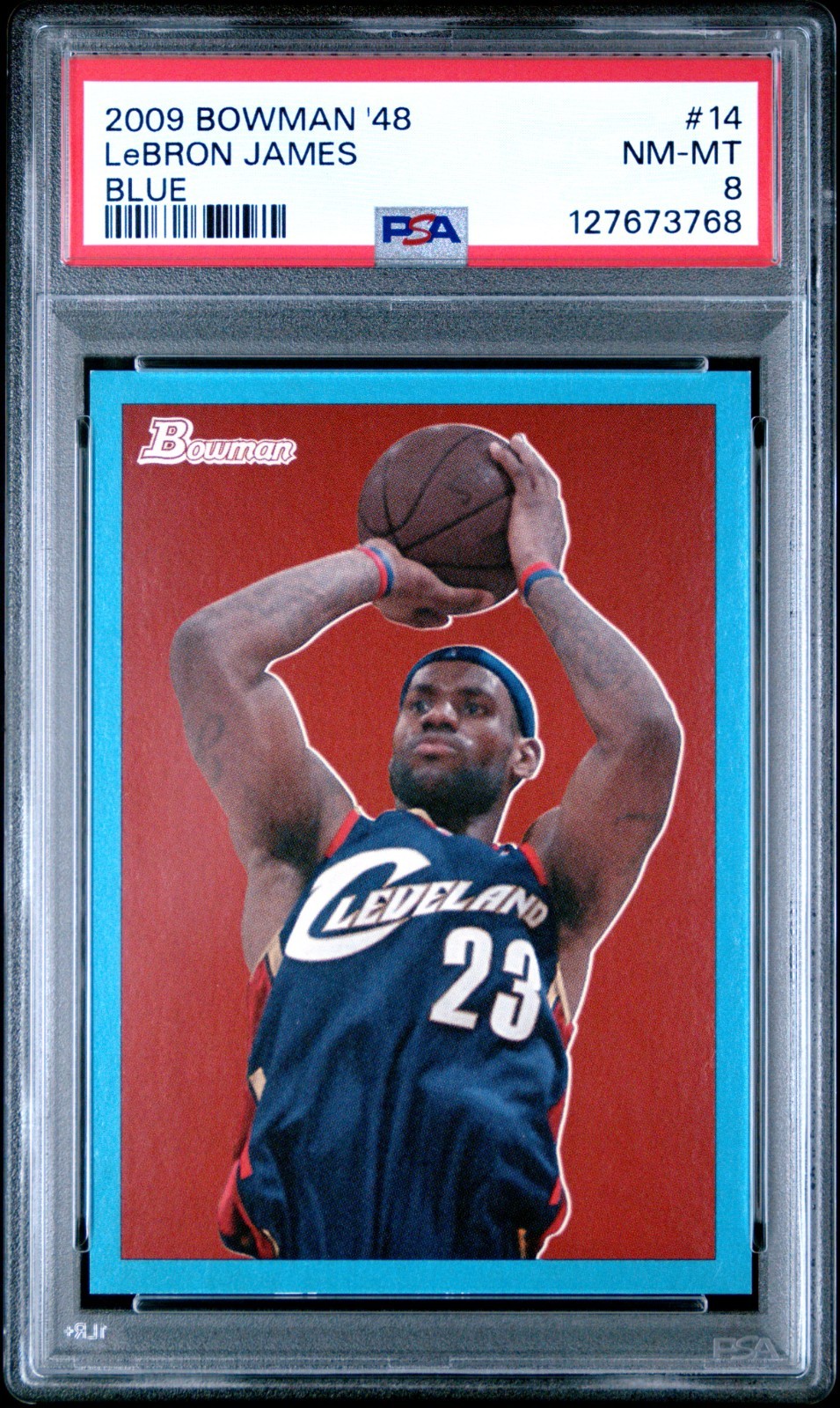 Lebron James 2009 Bowman '48 Blue #/1948 Cavaliers 76ers #14 PSA 8 Pop 4 Higher