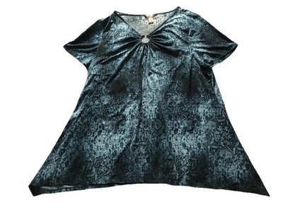 White Stag Top Woman 2X (18W -20W) Short Sleeve Blouse Blue