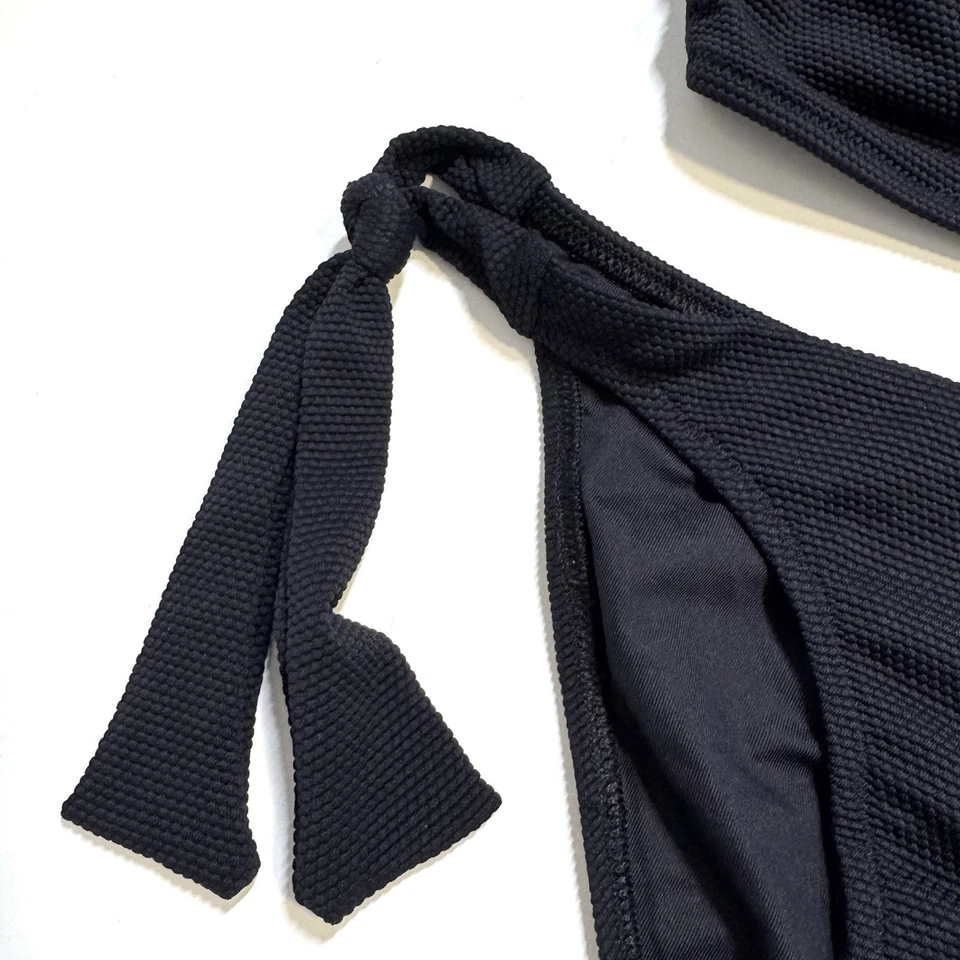 Bikini Melissa Odabash Roma negro piqué 2 piezas traje de baño de playa con cordones top nuevo con etiquetas 4 Foto 4 de 4