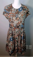 Peruvian Connection L Floral Boho Pockets Cap Sleeve Cottagecore Midi Dress