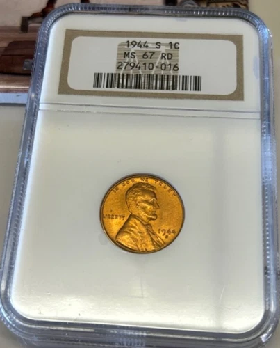 Beautiful 1944 S 1C Lincoln Wheat Cent Penny NGC MS 67 RD