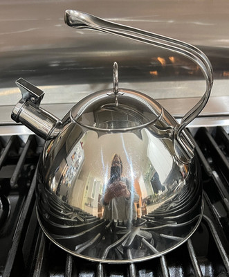 Crofton Silver Stainless Steel 2 Quart Whistling Tea Kettle