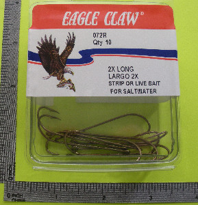 Eagle Claw 72R #2/0 8Ct  Extra Long Bronze Hooks