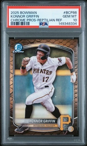 2025 Bowman KONNOR GRIFFIN REPTILIAN REFRACTOR #BCP86 GRADED PSA 10
