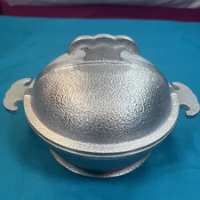 Vtg Guardian Service Hammered Cast Aluminum Bowl 6.75"X3.5" Lid Excellent Shape