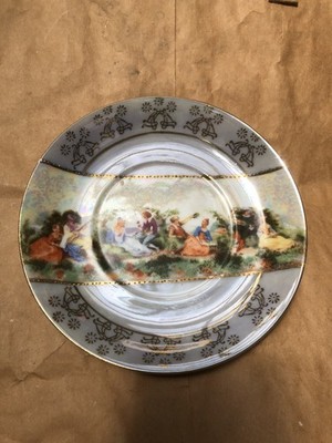 Vintage Classica Japan Cup With Saucer Martha And George Courting Gold Brim 