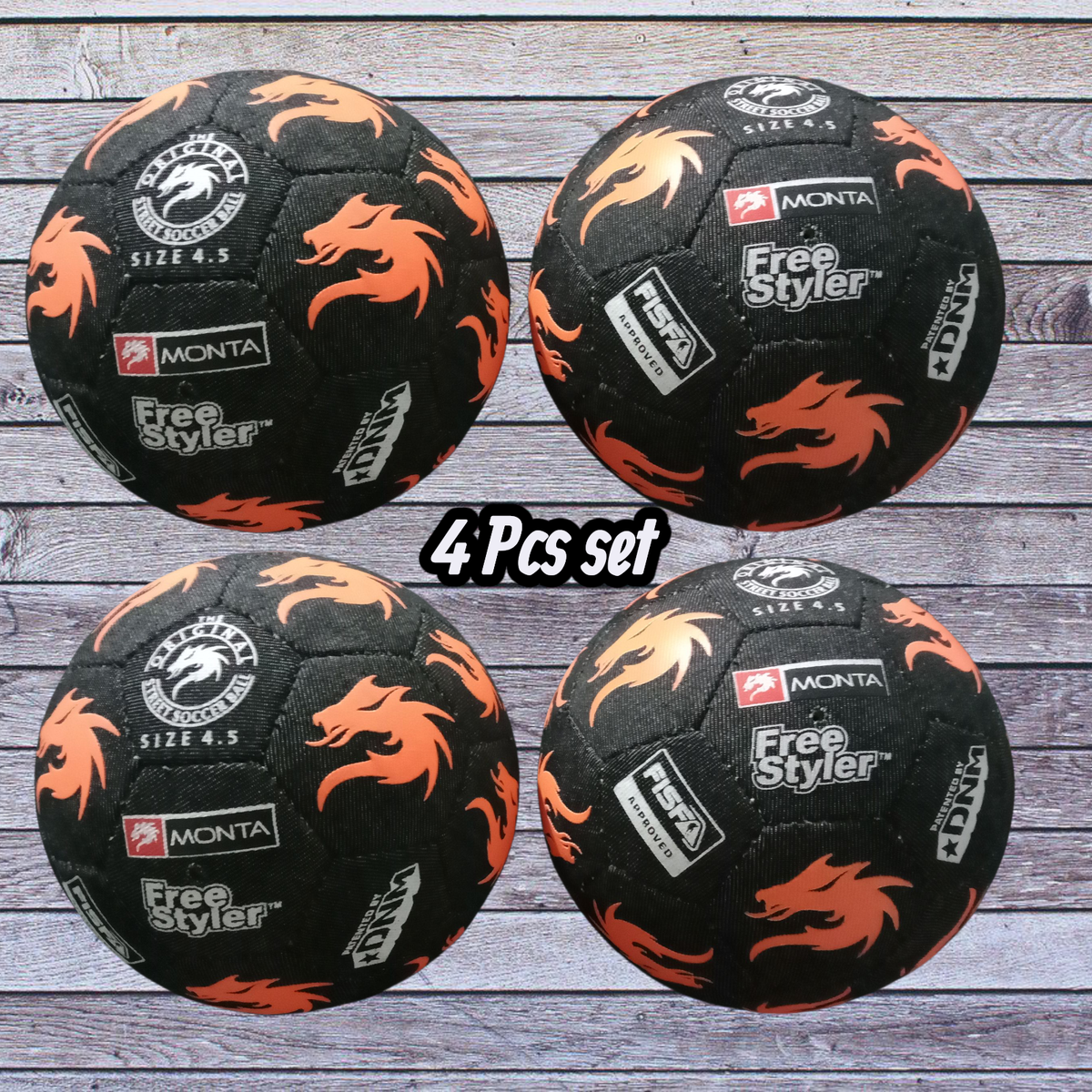 MONTA Street Match サッカーボール サイズ4.5 Monta Street Soccer Ball Size 4.5 – 4Pack Freestyle Football