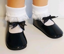 NEW Black Patent Doll BOW SHOES fit 24 Mattel...