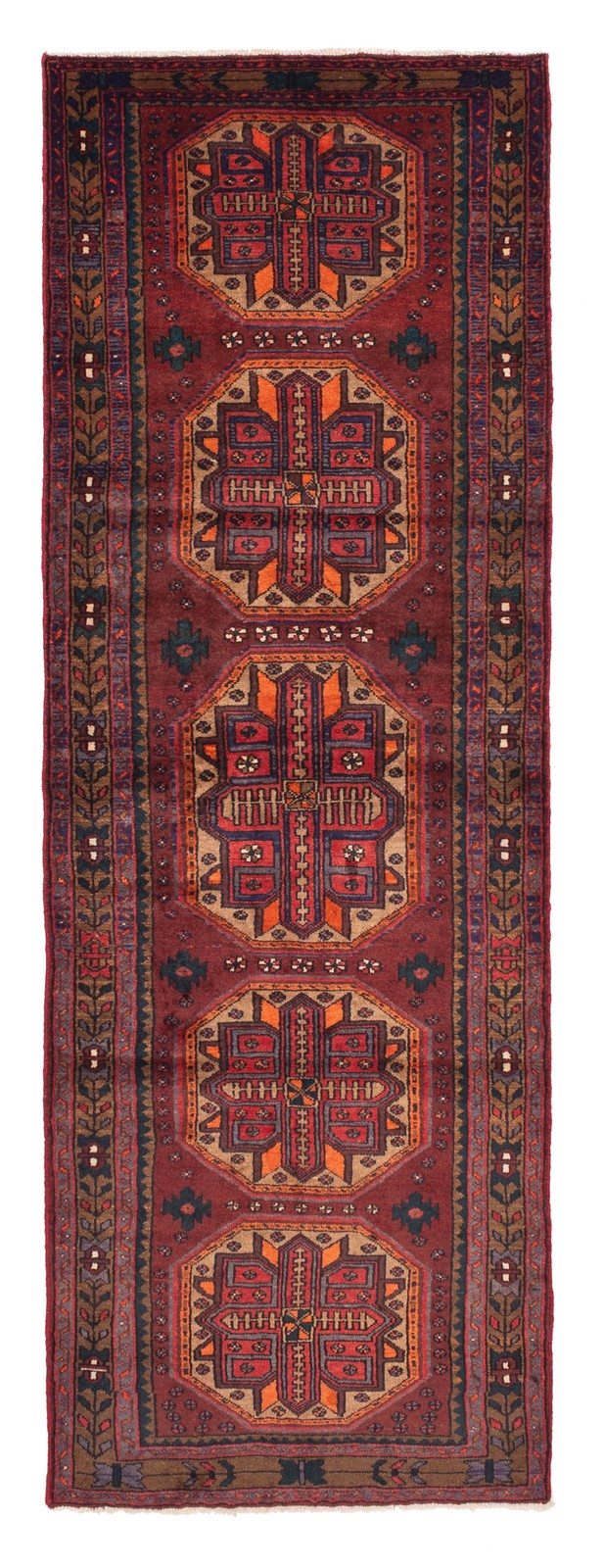 Vintage Hand-knotted Runner Rug 3'7" x 10'6" Traditional Oriental Wool Carpet