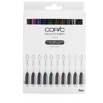 Too Copic Multiliner Set farbig 10 Stück Fineliner Strichstärke 0,3 mm