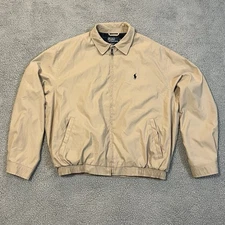 Polo Ralph Lauren Jacket Mens Large Tan Harrington Windowpane Check Lining Wind