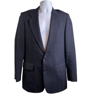 Hardy Amies Men's Navy Pinstripe Wool Blazer Size 36R Old Money Classic Preppy